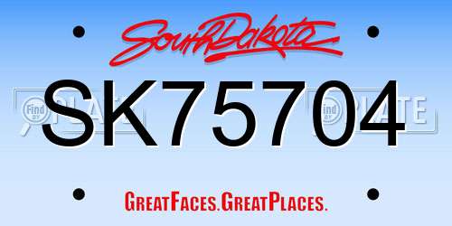SK75704 South Dakota License Plate