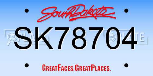 SK78704 South Dakota License Plate