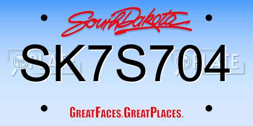 SK7S704 South Dakota License Plate