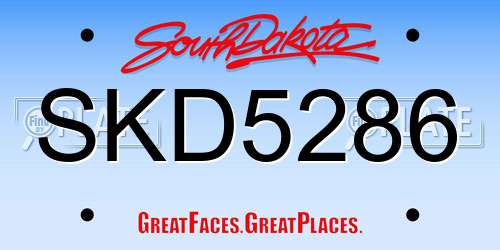 SKD5286 South Dakota License Plate