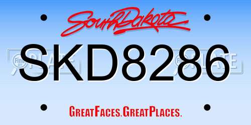 SKD8286 South Dakota License Plate