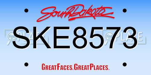 SKE8573 South Dakota License Plate