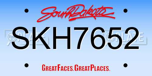 SKH7652 South Dakota License Plate