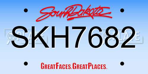 SKH7682 South Dakota License Plate