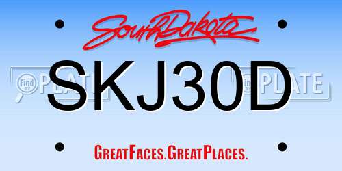 SKJ30D South Dakota License Plate