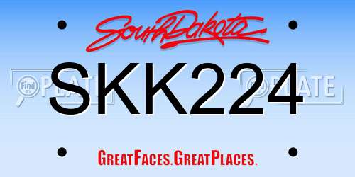 SKK224 South Dakota License Plate