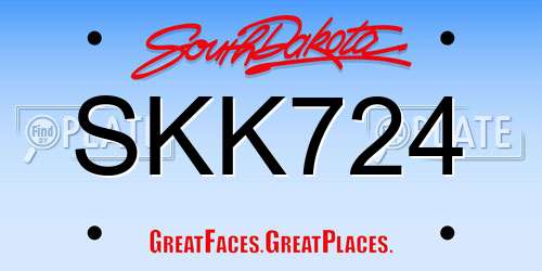SKK724 South Dakota License Plate