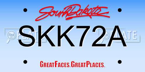 SKK72A South Dakota License Plate