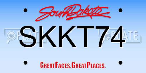SKKT74 South Dakota License Plate