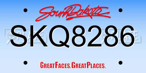 SKQ8286 South Dakota License Plate