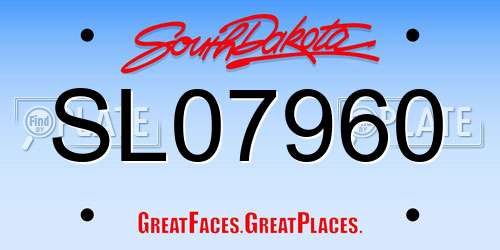 SL07960 South Dakota License Plate