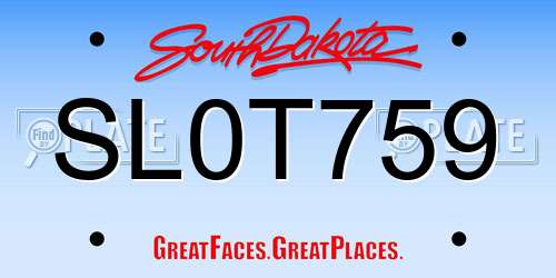 SL0T759 South Dakota License Plate
