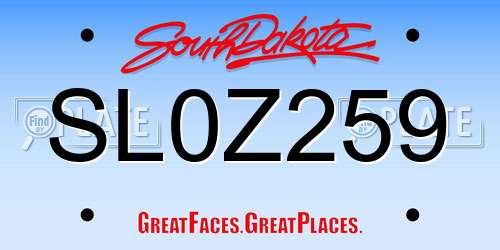 SL0Z259 South Dakota License Plate