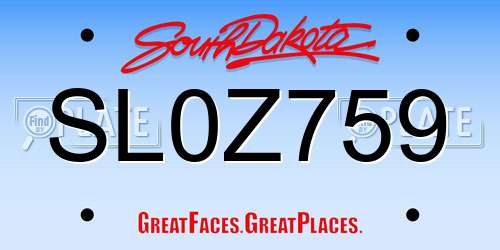SL0Z759 South Dakota License Plate