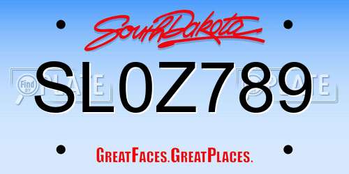 SL0Z789 South Dakota License Plate