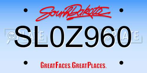 SL0Z960 South Dakota License Plate