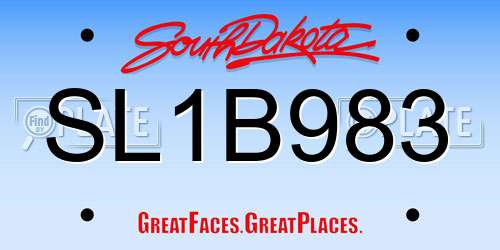 SL1B983 South Dakota License Plate