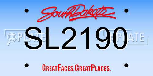 SL2190 South Dakota License Plate