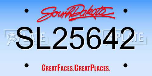 SL25642 South Dakota License Plate