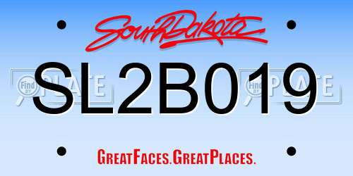 SL2B019 South Dakota License Plate