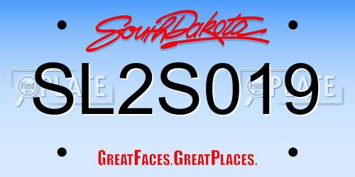 SL2S019 South Dakota License Plate
