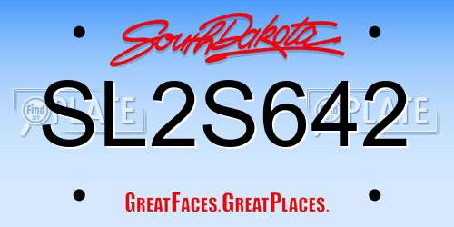 SL2S642 South Dakota License Plate