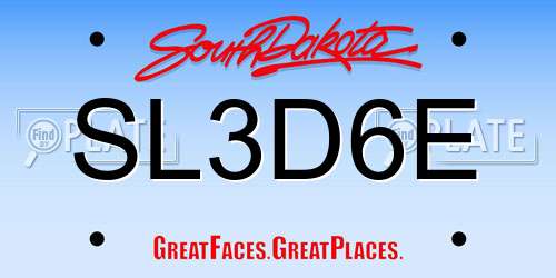 SL3D6E South Dakota License Plate