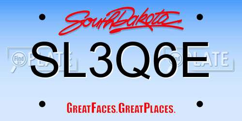 SL3Q6E South Dakota License Plate
