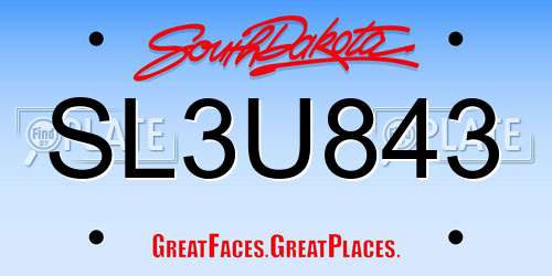 SL3U843 South Dakota License Plate