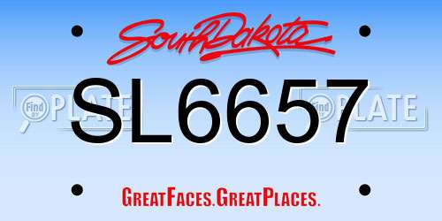SL6657 South Dakota License Plate