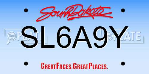 SL6A9Y South Dakota License Plate