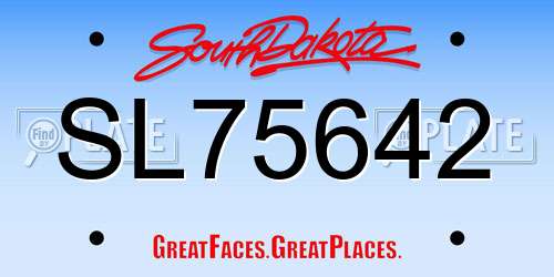 SL75642 South Dakota License Plate
