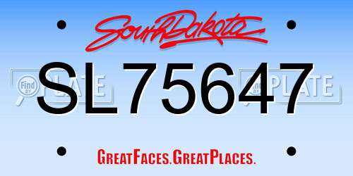 SL75647 South Dakota License Plate