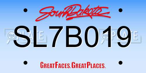 SL7B019 South Dakota License Plate