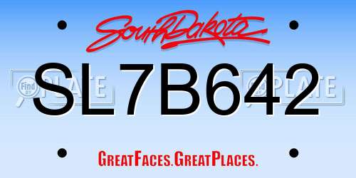 SL7B642 South Dakota License Plate