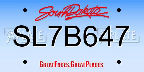 SL7B647 South Dakota License Plate