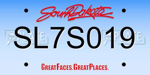SL7S019 South Dakota License Plate
