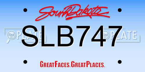 SLB747 South Dakota License Plate