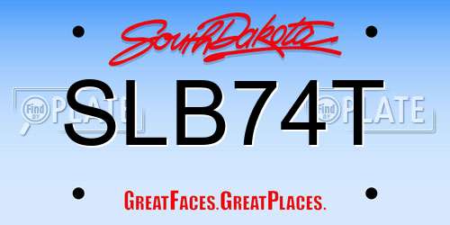 SLB74T South Dakota License Plate