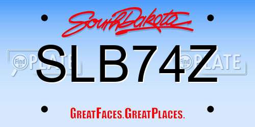 SLB74Z South Dakota License Plate