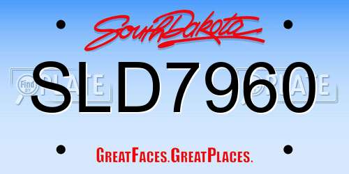 SLD7960 South Dakota License Plate