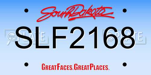 SLF2168 South Dakota License Plate