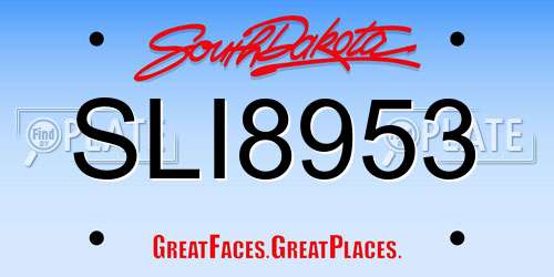 SLI8953 South Dakota License Plate