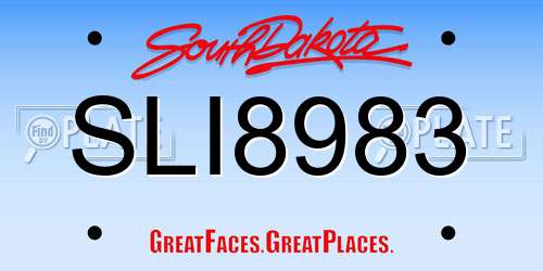 SLI8983 South Dakota License Plate