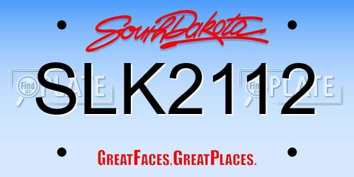 SLK2112 South Dakota License Plate