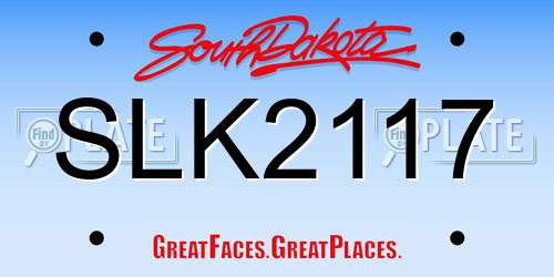 SLK2117 South Dakota License Plate