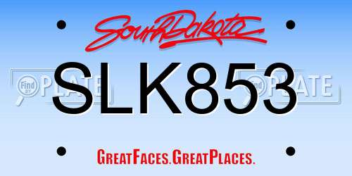 SLK853 South Dakota License Plate