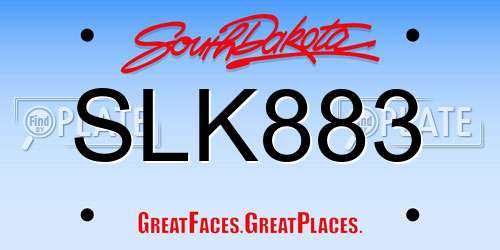 SLK883 South Dakota License Plate