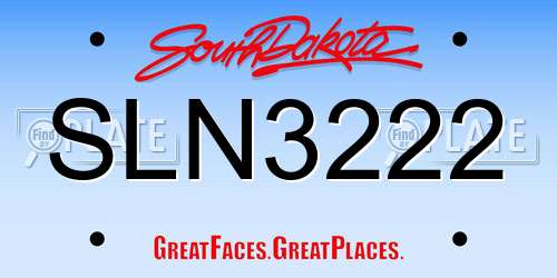 SLN3222 South Dakota License Plate