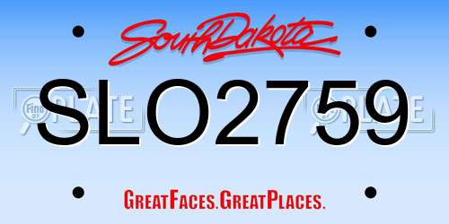 SLO2759 South Dakota License Plate
